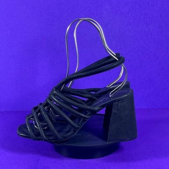 Free People Women's Black Suede Strappy Block Heel Colette Sandal Shoe Size 9‎ - Picture 3 of 8